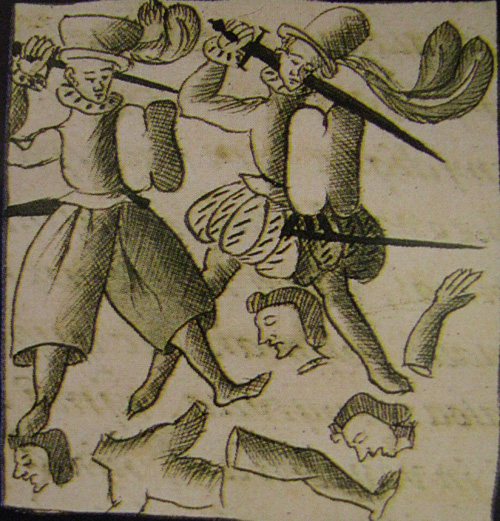 Florentine Codex The Final Days Mural Aztec Spanairds Massacre original image
